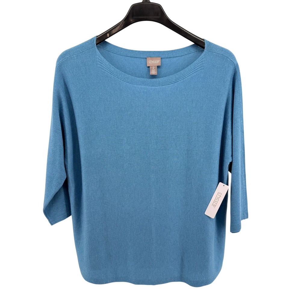 *NWT* Chico's Blue Scoop Neck Lightweight Sweater